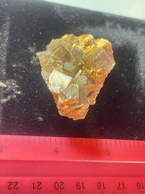 Iridescent Cubic Crystal Specimen - Golden Brown Tones